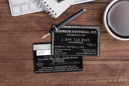 Metallic elements can add an edge to your embossed business cards