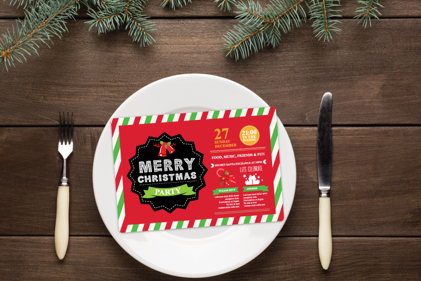 Holiday party invitations for a restaurant event