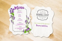 Die Cut Event Menu for Twin Cities Wedding and Event Professionals