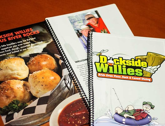 Example of Custom Menu Card for Dockside Willies