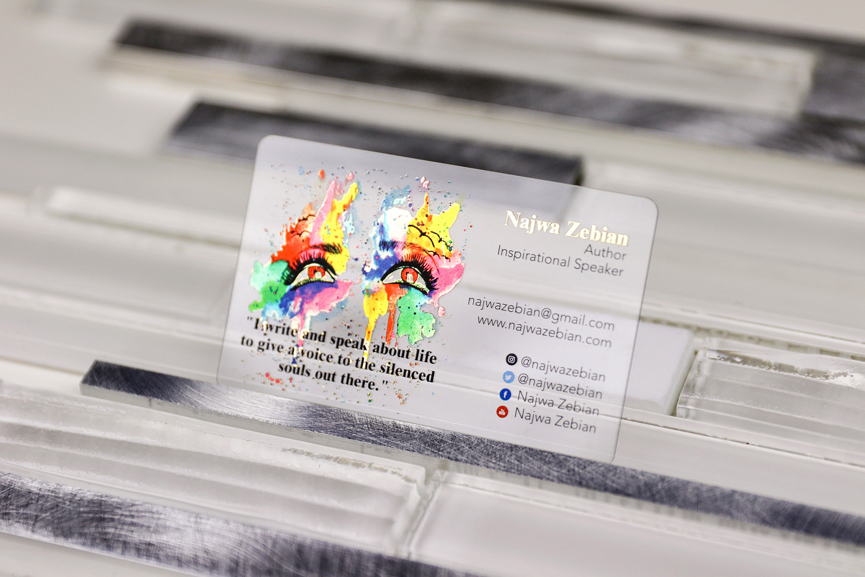 Clear Transparent Rainbow Foil Business Card