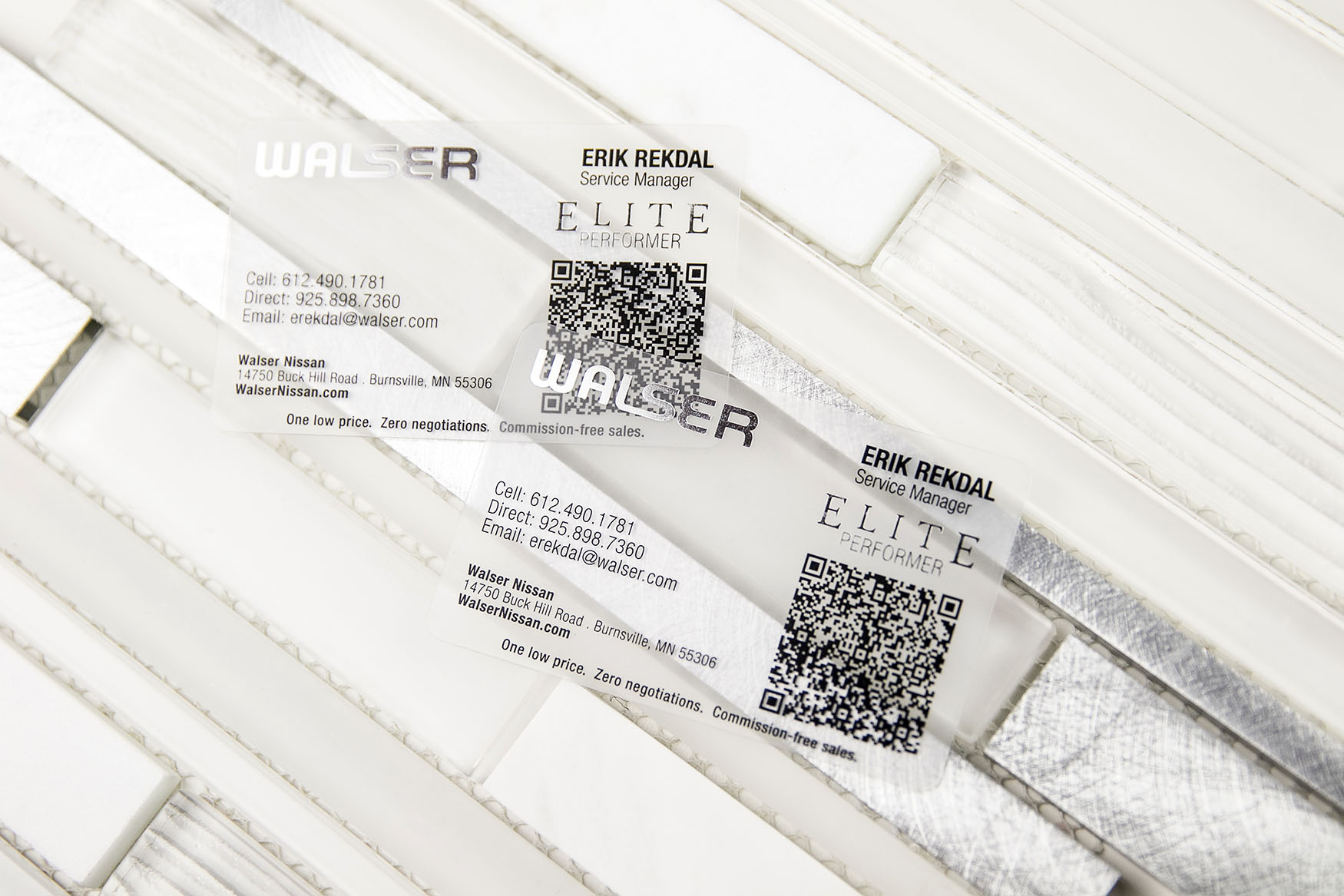 Walser Nissan Automotive Service Manager Frosted Business Card