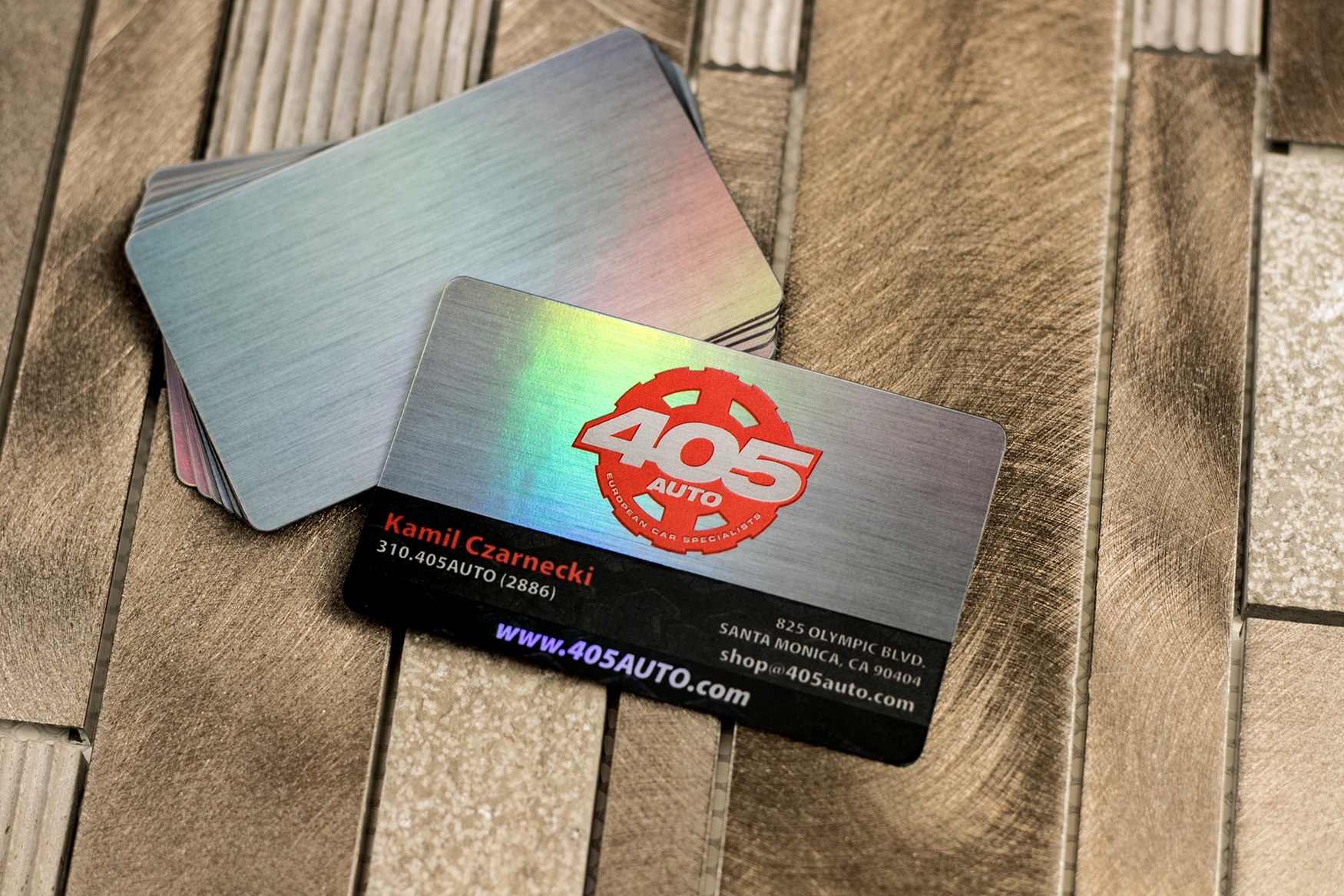 405 Auto Platinum Brushed Chrome Business Card