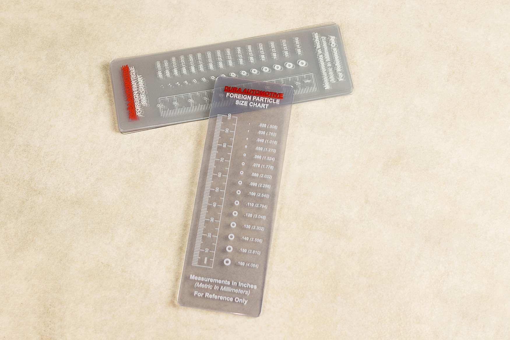 Dura Automotive Foreign Particle Size Chart Ruler