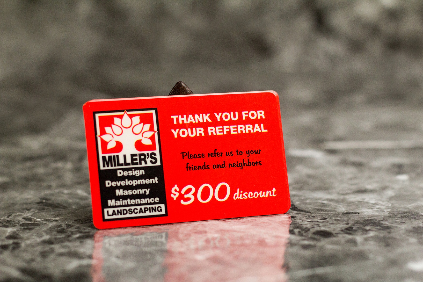 Miller's Landscaping Referral Card