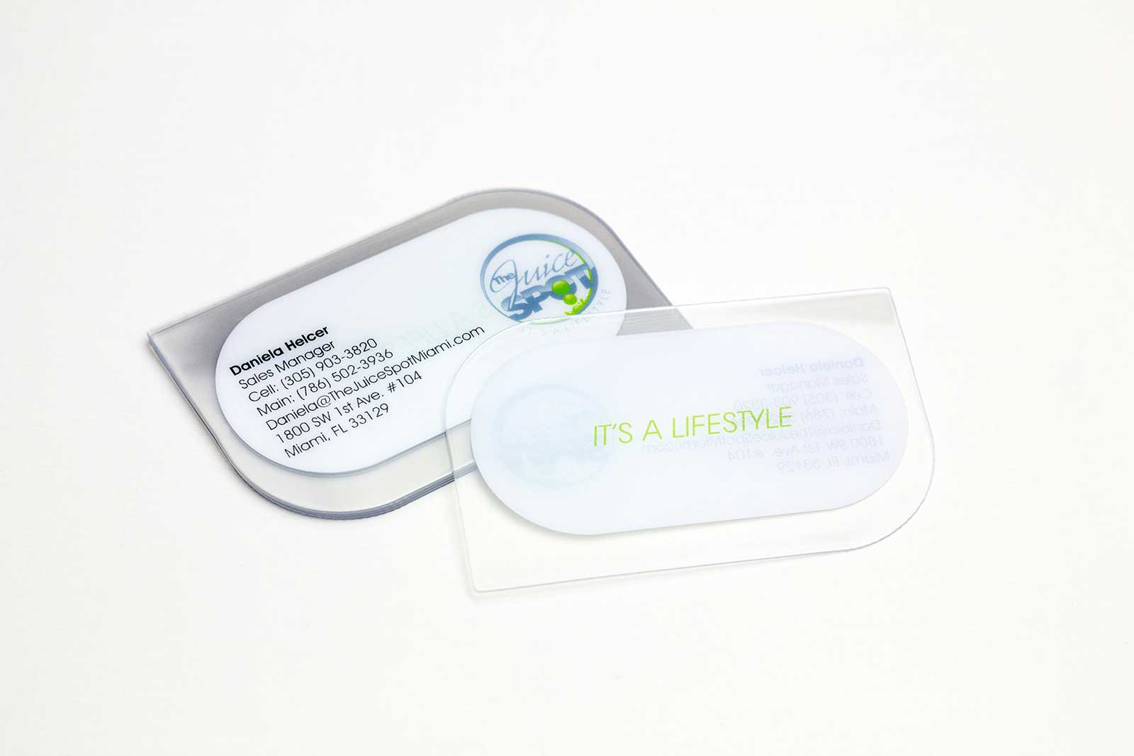 The Juice Spot Clear Business Cards