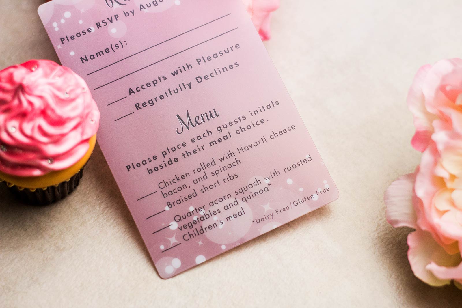 Writable Wedding RSVP Menu