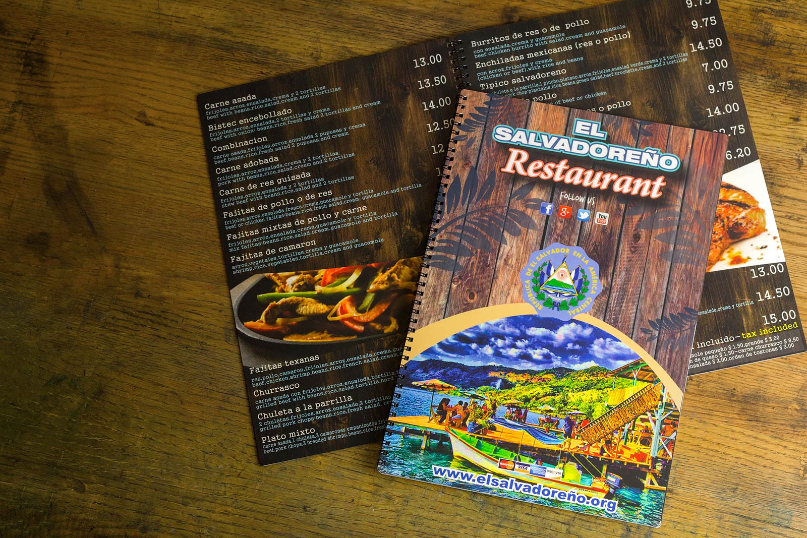 El Salvadoreno Restaurant Menu