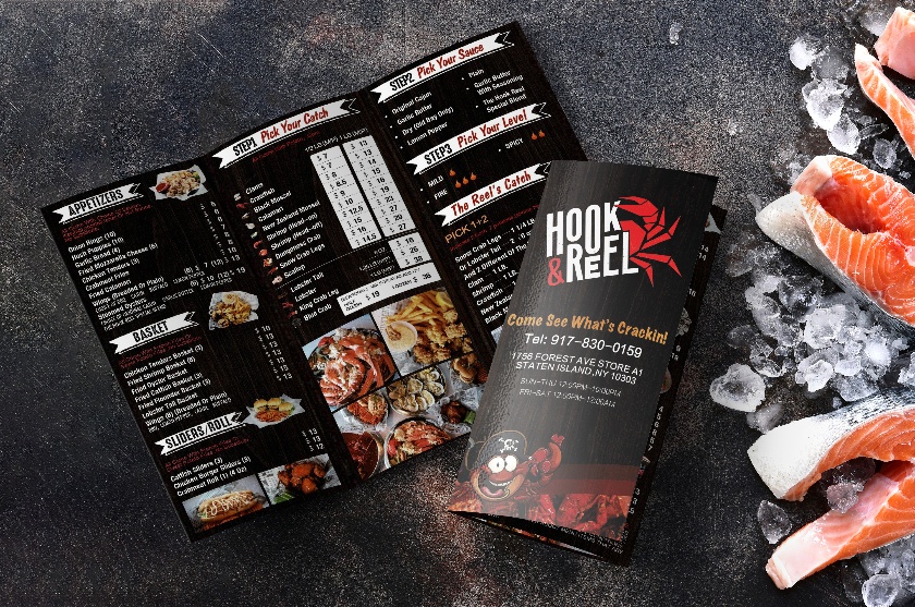 Hook & Reel Restaurant Trifold Menu