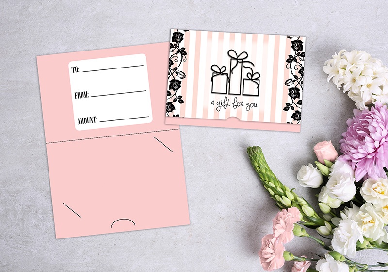 A Gift For You Pink Pinstripes Gift Card Holders