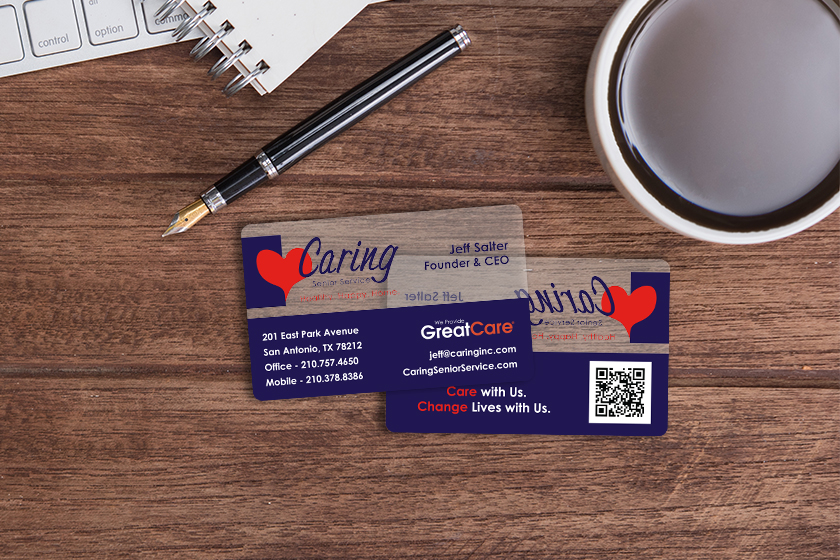 Caring Senior Living Clear Business Cards