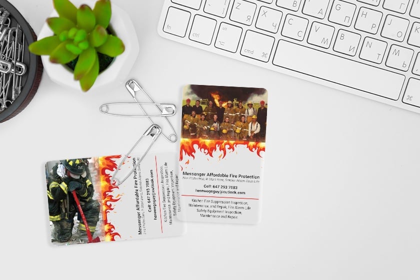 Messanger Afforable Fire Protection Clear Business Card