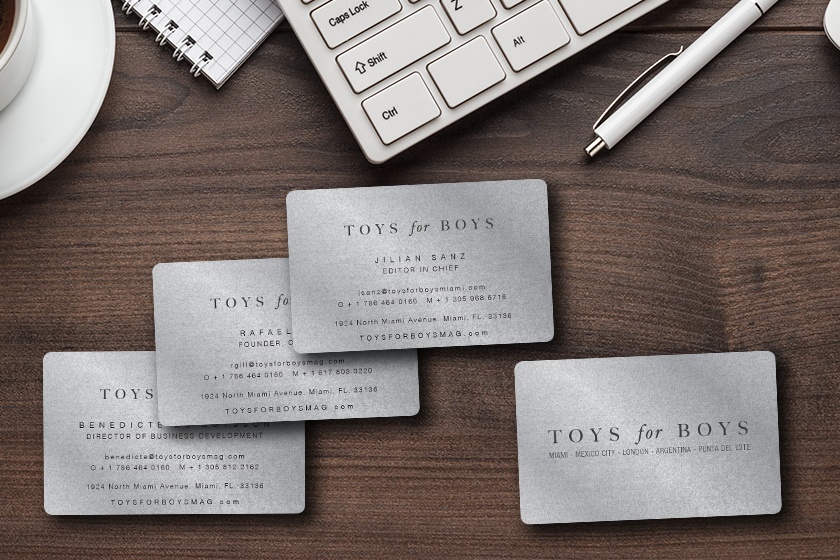 Toys For Boys Metallic Business Cards