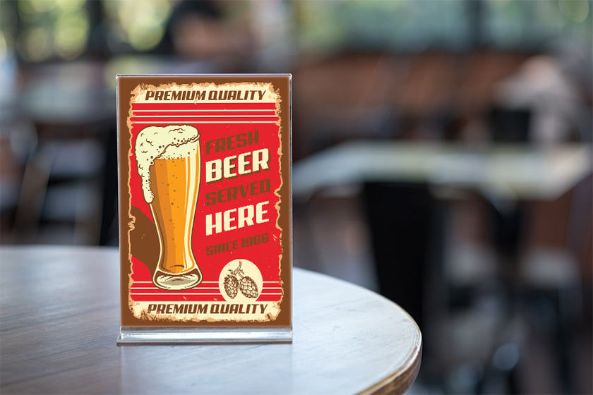 Fresh Beer Served Here Restaurant Table Sign