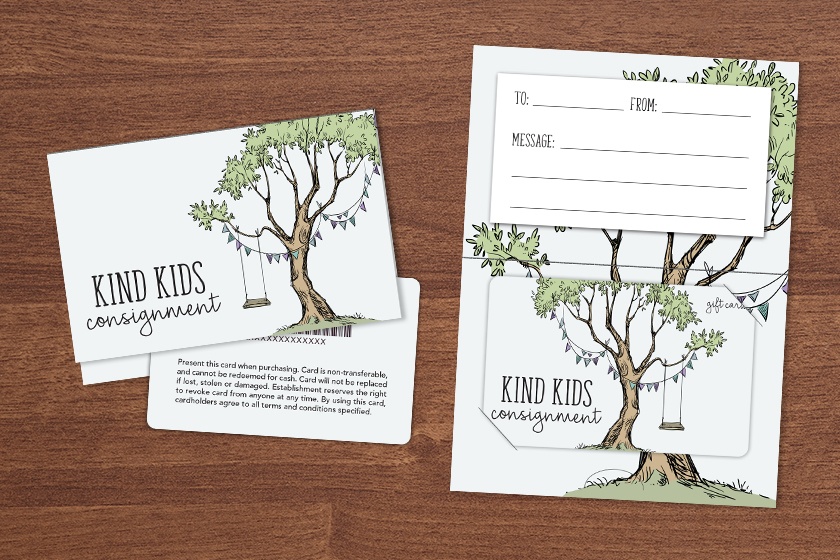 Kind Kids Consignment Gift Cards and Gift Card Holders