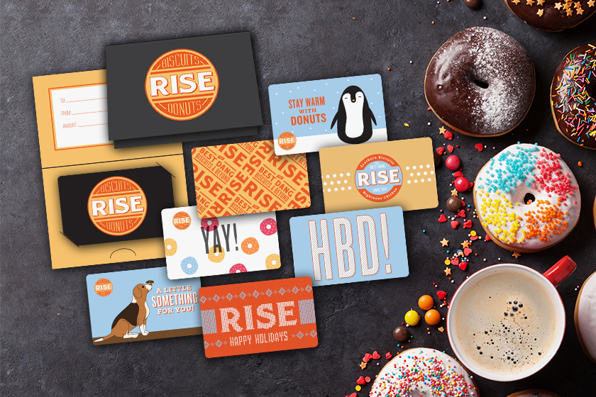 Rise Biscuits and Donuts Gift Card and Backers