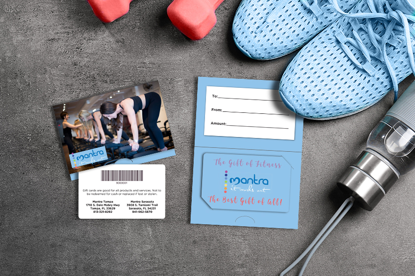 Mantra Fitness Gift Cards and Gift Card Holder