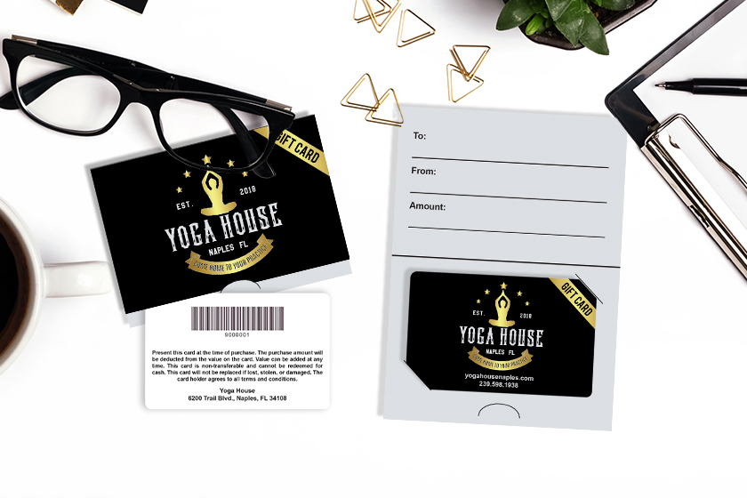 Yoga House Gift Cards with Gift Card Holders