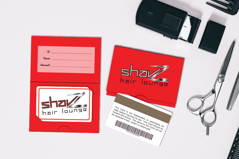 Shavz Hair Lounge Gift Cards with Custom Gift Card Holders