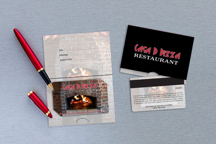 Casa D Pizza Restaurant Gift Cards and Custom Gift Card Holder