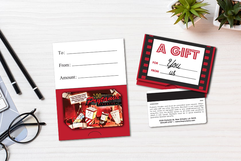 Prytania Theatre Gift Cards with Gift Card Holders