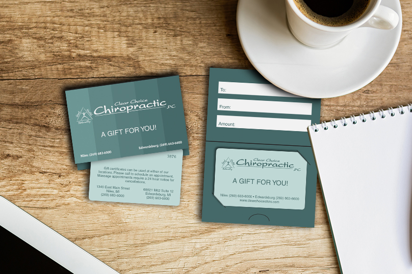 Clear Choice Chiropractic Gift Cards and Custom Gift Card Holders