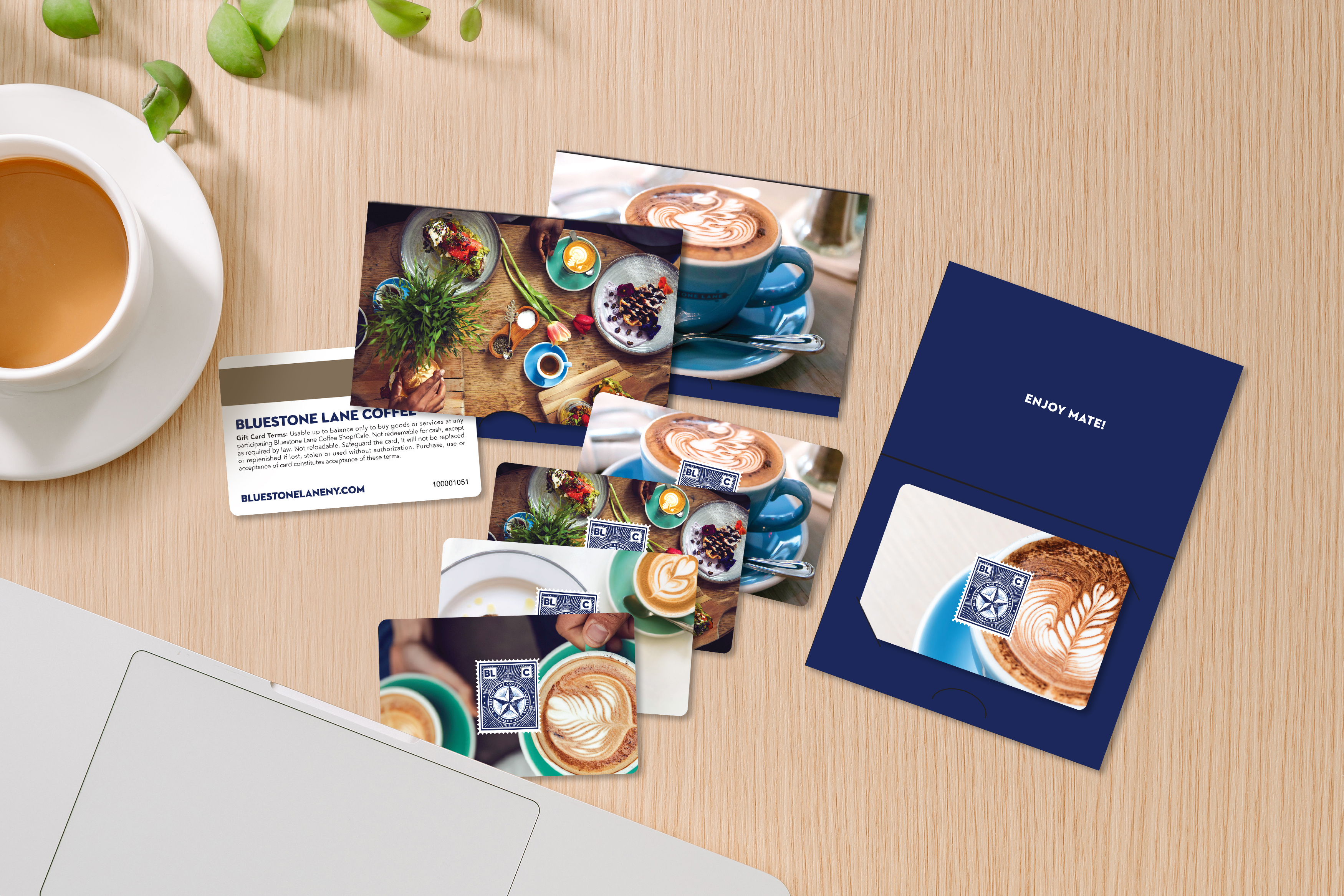 Bluestone Lane Coffee Gift Cards with Custom Gift Card Holders