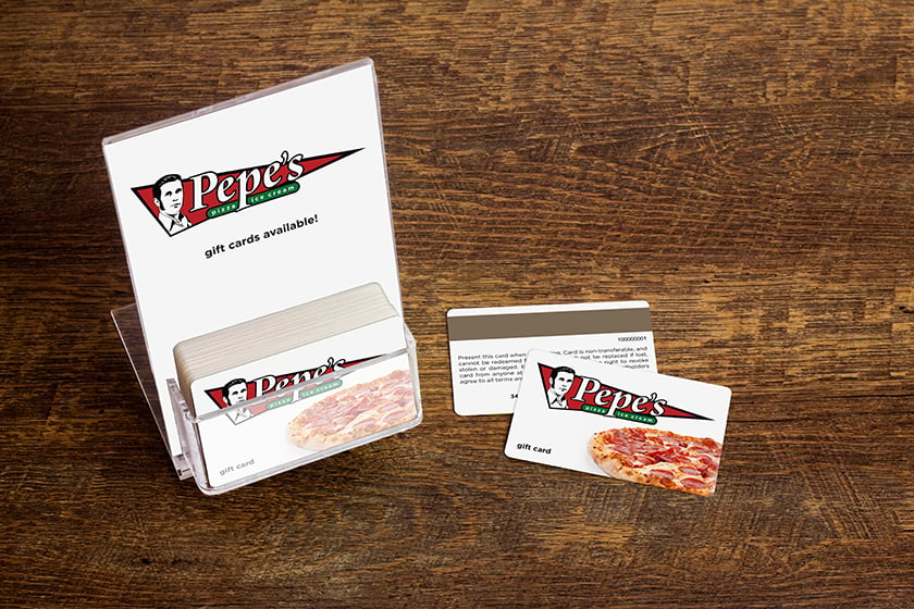 Pepe's Pizza & Ice Cream Gift Cards in Acrylic Display Stand