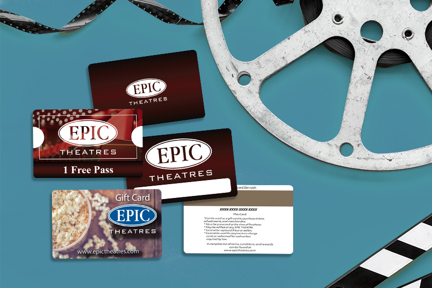 Epic Theatres Promo Cards and Gift Cards