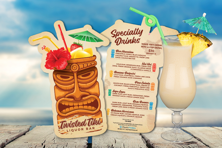 Twisted Tiki Liquor Bar Die Cut Drink Menu