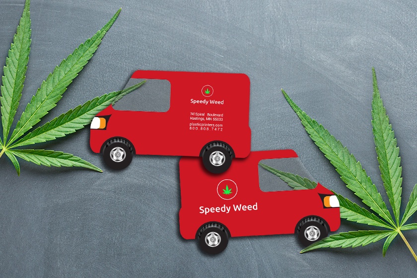 Speedy Weed Custom Van Shaped Business Cards