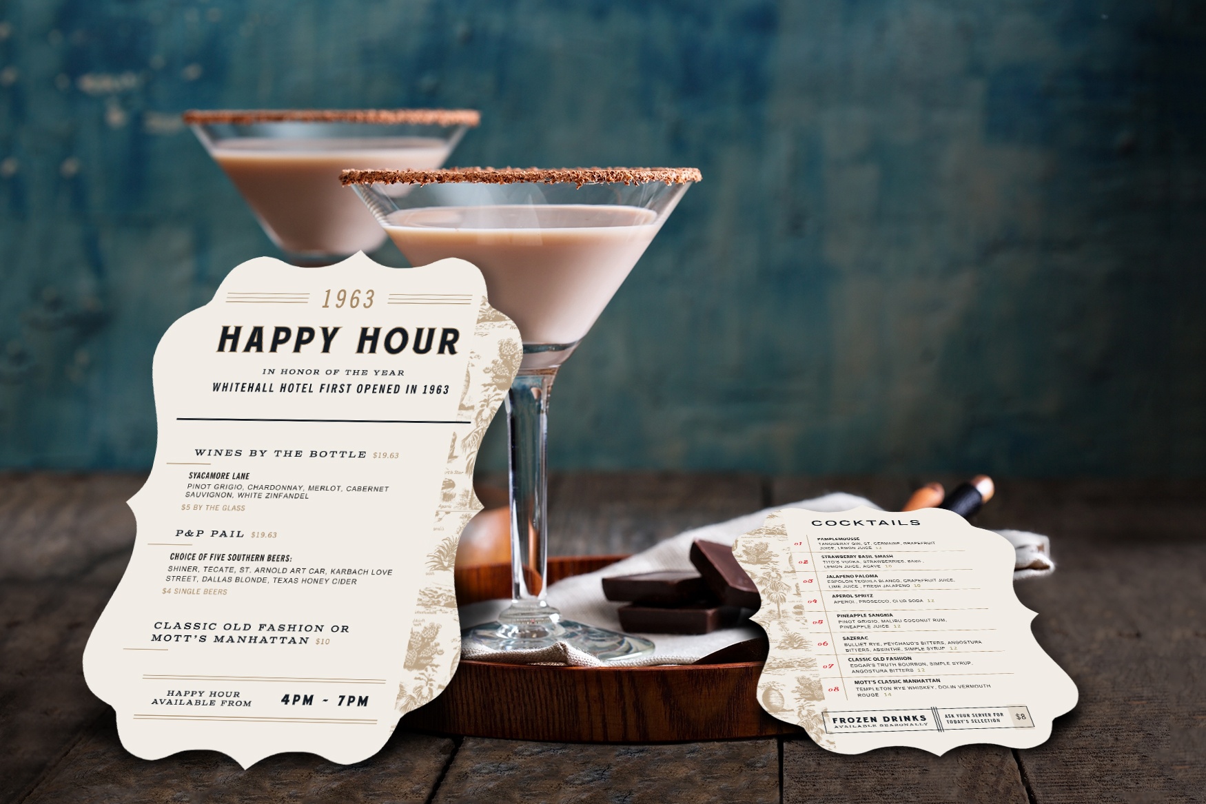 Whitehall Hotel Happy Hour Menu