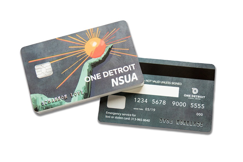 One Detroit NSUA Embossed Faux Credit Card with Faux Chip